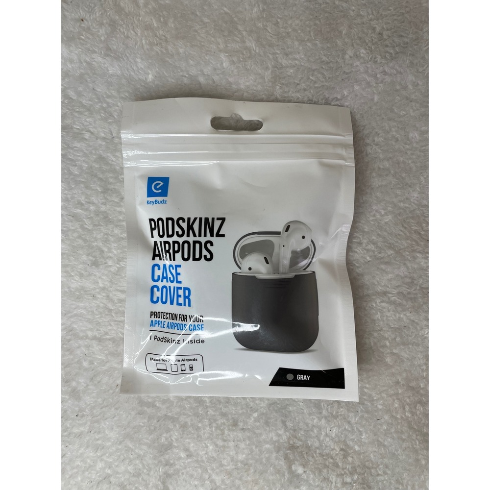 KeyBudz PodSkinz AirPods Case Cover Gray Impact Resistant Protective Skin New